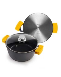 Cacerola Con Tapa Aluminio Fundido Evolution 20 Cm, Fondo Especial Induccion, Asas De Silicona Ibili 461120